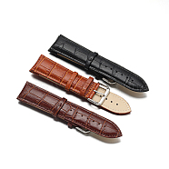 Leather Watch Bands, with 304 Stainless Steel Clasps, Mixed Color, 90~125x24x3.8~5mm(WACH-F017-10)