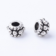 Tibetan Style Alloy Spacer Beads, Rondelle, Cadmium Free & Nickel Free & Lead Free, Antique Silver, 5x3mm, Hole: 2mm, about 5800pcs/1000g(TIBE-Q063-27AS-NR)