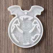 DIY Silicone Pendant Molds, Resin Casting Molds, Clay Craft Mold Tools, Dragon, White, 106x90x11mm, Hole: 6.5mm(SIMO-P005-04)