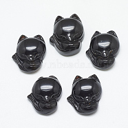 Natural Black Agate Pendants, Fox, 22.5~23x19~20x8.5~9.5mm, Hole: 1mm(G-T122-16D)
