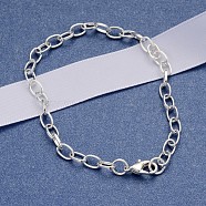Iron Bracelet Making, with Lobster Claw Clasps, Silver, 8-1/8 inch(20.5cm)(IFIN-H031-S)