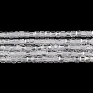 Cubic Zirconia Bead Strands, Faceted Square, Clear, 2.5x2.5x2.5mm, Hole: 0.6mm, about 159~160pcs/strand, 14.57''~14.76''(37~37.5cm)(ZIRC-P109-01A-05)