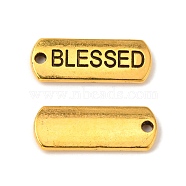 Tibetan Style Alloy Rectangle with Word Blessed Pendants, Cadmium Free & Lead Free, Antique Golden, 8x21x2mm, Hole: 2mm, about 560pcs/1000g(TIBEP-Q043-060AG-RS)
