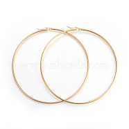 201 Stainless Steel Big Hoop Earrings, with 304 Stainless Steel Pin, Hypoallergenic Earrings, Ring Shape, Golden, 100x2mm, 12 Gauge, Pin: 1mm(EJEW-A052-20G-G)