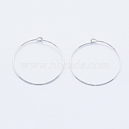 Long-Lasting Plated Brass Hoop Earrings Findings, Real Platinum Plated, Nickel Free, Ring, Real Platinum Plated, 21 Gauge, 31x0.7mm(KK-K204-179P-NF)