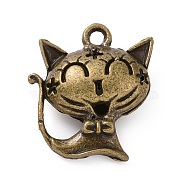 Alloy Pendants, Hollow, Cat, Antique Bronze, 23x20.5x8mm, Hole: 2mm(PALLOY-D005-02AB)