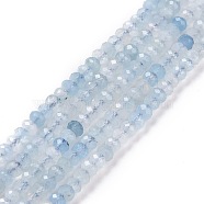 Natural Aquamarine Beads Strand, Faceted, Rondelle, 3x2mm, Hole: 0.5mm, about 172pcs/strand, 15.75''(40cm)(G-E591-02)