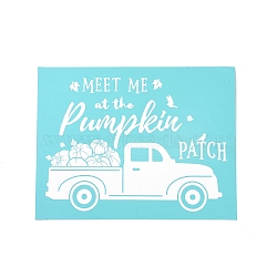 Olycraft 2Pcs Self-Adhesive Silk Screen Printing Stencil, Word MEET ME at the Pumpkin PATCH, for Painting on Wood, DIY Decoration T-Shirt Fabric, Turquoise, Car Pattern, 28x22cm, 2pcs/set(DIY-OC0008-025)