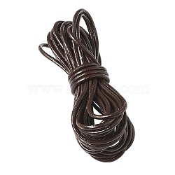 Cowhide Leather Cord, Leather Jewelry Cord, Jewelry DIY Making Material, Round, Coffee, 3mm(WL-TAC0002-01A-3mm)
