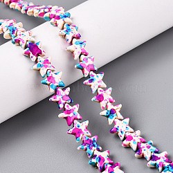 Spray Painted Synthetic Turquoise Beads Strands, Dyed, Star, Magenta, 10~10.5x11.5x4mm, Hole: 1mm, about 43pcs/strand, 14.88''(37.8cm)(UNKW-T001-11E)