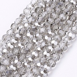 Electroplate Glass Beads Strands, Faceted(32 Facets), Round, Gainsboro, 4mm, Hole: 1mm, about 98pcs/strand, 13.7 inch(EGLA-J042-4mm-15)