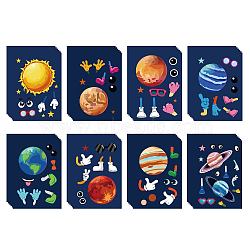 48 Sheets 8 Styles Paper Make a Face Stickers, Make Your Own Self Adhesive Funny Decals, for Kid Art Craft, Planet Pattern, 175x125mm, 6 sheets/style(DIY-WH0467-010)