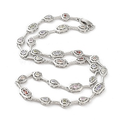 Brass Micro Pave Cubic Zirconia Chain Necklaces , Platinum, 18.46 inch(469mm)(NJEW-L170-11P-02)