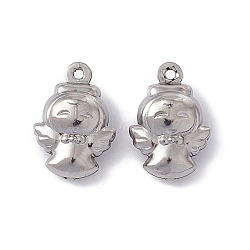 304 Stainless Steel Pendants, Angel, Stainless Steel Color, 15x10x5.5mm, Hole: 1mm(STAS-G291-12P)