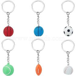 Olycraft Resin & Plastic Pendants Keychains, with Iron Keychain Ring and 304 Stainless Steel Open Jump Rings, Mixed Color, 8~8.8cm, 6pcs/bag(KEYC-OC0001-30)