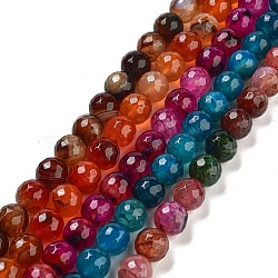 Natural Agate Beads Strands, Round, Dyed & Heated, Faceted, Mixed Color, 10mm, Hole: 1mm, about 37pcs/strand, 14.7 inch(37.5cm)(G-G703-10mm-M)