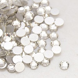 Glass Flat Back Rhinestone, Grade A, Back Plated, Faceted, Half Round, Crystal, 7.1~7.3mm, about 288pcs/bag(X-RGLA-C002-SS34-001)