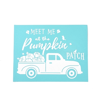 Olycraft 2Pcs Self-Adhesive Silk Screen Printing Stencil, Word MEET ME at the Pumpkin PATCH, for Painting on Wood, DIY Decoration T-Shirt Fabric, Turquoise, Car Pattern, 28x22cm, 2pcs/set