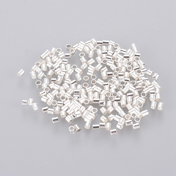 1700pcs 1.5mm Brass Tube Crimp End Beads, Cadmium Free & Lead Free, Silver Color Plated, hole: 1mm,1700pcs/10g