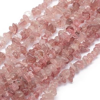 Natural Strawberry Quartz Beads Strands, Chip, 5~8mm, Hole: 1mm, about 16 inch(40.64cm)
