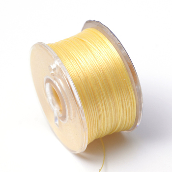 Special Coated Polyester Beading Threads for Seed Beads, Gold, 0.1mm, about 50yards/roll