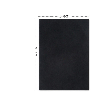 PU Leather Notebook, with Paper Inside, Rectangle, for School Office Supplies
, Black, 211x148mm, 200 Pages(100 Sheets)