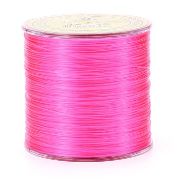 Flat Japanese Crystal Elastic Stretch Thread, for Bracelets Gemstone Jewelry Making Beading Craft, Hot Pink, 0.5mm, about 328 yards(300m)/roll