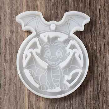 DIY Silicone Pendant Molds, Resin Casting Molds, Clay Craft Mold Tools, Dragon, White, 106x90x11mm, Hole: 6.5mm