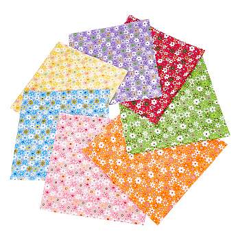Cotton Cloth Set, Rectangle with Flower Pattern, Mixed Color, 50x50.5x0.01cm, 7pcs/set