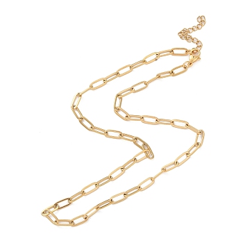 Ion Plating(IP) 304 Stainless Steel Paperclip Chain Necklace for Women, Golden, 16.34 inch(41.5cm)