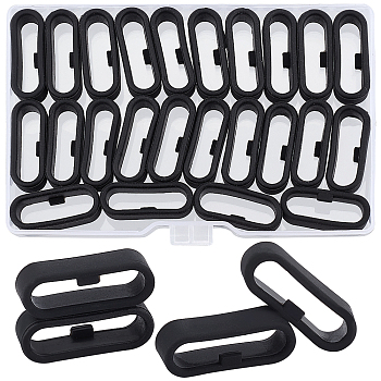 Gorgecraft Silicone Replacement Watch Band Strap Loops, Oval, Black, 24x9x7mm, Inner Diameter: 21x5.5, 30pcs
