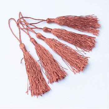 Polyester Tassel Decorations, Pendant Decorations, Chocolate, 130x6mm, Tassel: 70~90mm