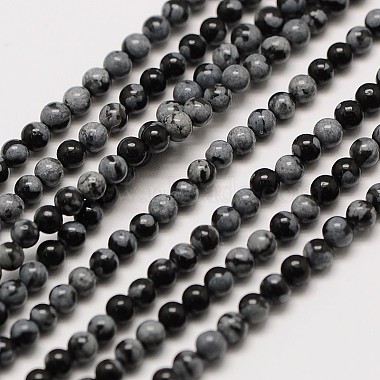3mm Round Snowflake Obsidian Beads