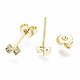 Brass Micro Pave Clear Cubic Zirconia Stud Earrings(EJEW-T046-31G-NF)-3