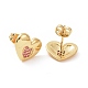 Pink Cubic Zirconia Heart Stud Earrings(EJEW-C008-15G)-2
