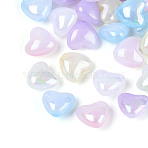 Plastic Beads, Heart, AB Color Plated, Mixed Color, 9x10x5.5mm, Hole: 1.7mm, about 2500pcs/500g(KY-N025-07)