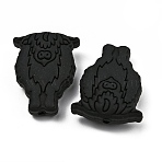 Food Grade Eco-Friendly Silicone Beads, Cattle Head, Black, 30x22.5x9mm, Hole: 2mm(SIL-TAC0002-14E)