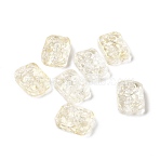 Transparent Spray Painted Glass Beads, Rectangle, Clear, 18x13x5.5mm, Hole: 1.4mm(X-GLAA-I050-08A)