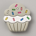 Ice Cream Silicone Focal Beads, Dark Gray, 28x27x8mm, Hole: 2.5mm(SIL-CJC0003-01K)