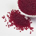 FGB 12/0 Grade A Transparent Colours Round Glass Seed Beads, Red, 2x1.5mm, Hole: 0.5mm, about 5000pcs/50g(X-SEED-A022-F12-8)