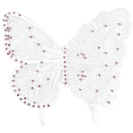 Ppolyester & Resin Thread Iron on/Sew On Patches, Hot Melt Adhesive, Cloth Appliques, Butterfly, White, 302x341x5.5mm(PATC-WH20007-05C)