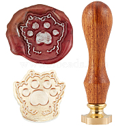 Wax Seal Envelope Gift Seal, with Rosewood Handle, Dog Paw, Golden, 2.5cm(AJEW-WH0192-007)