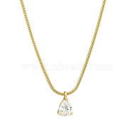 Brass Cubic Zirconia Charms Necklace, Snake Chain Necklaces for Women, Golden, 15.71 inch(399mm)(NJEW-JN04919)