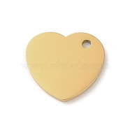 Ion Plating(IP) 304 Stainless Steel Pendants, Stamping Blank Tag, Heart Charm, Real 18K Gold Plated, 16x18x1.5mm, Hole: 2mm(STAS-K270-05G)