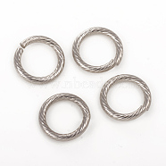 304 Stainless Steel Jump Ring, Open Jump Rings, Stainless Steel Color, 14x2mm, Inner Diameter: 10mm, 12 Gauge(STAS-G224-23P-02)