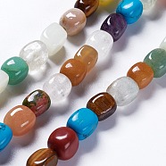 Natural & Synthetic Mixed Gemstone Beads Strands, Cube, 7.5~10x8~12mm, Hole: 1mm, about 38pcs/strand, 15.9 inch(G-K267-06A)