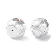 Alloy Spacer Beads, Long-Lasting Plated, Faceted, Round, Silver, 5x5x4.8mm, Hole: 1.3mm(PALLOY-F309-40S)