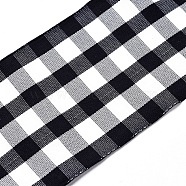 Polyester Ribbon, Tartan Ribbon, Black, 62.5~62.8mm, about 10yard/Roll(OCOR-WH0032-14A)