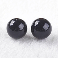 Natural Black Onyx Beads, Half Drilled, Dyed & Heated, Round, 10mm, Hole: 1mm(G-K275-13-10mm)