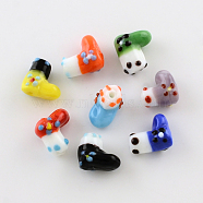 Handmade Lampwork Beads, Boot for Christmas, Mixed Color, 15x9.5x15mm, Hole: 2mm(LAMP-R010-M)